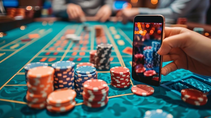 Live Blackjack dealer and card table broadcast on megasloto slot mobile app